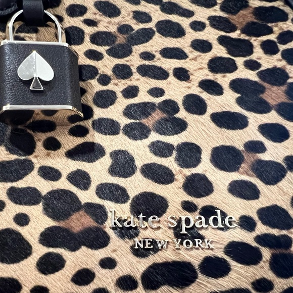 Kate Spade Leopard Haircalf zip medium satchel with chocolate leather sides - Picture 3 of 12